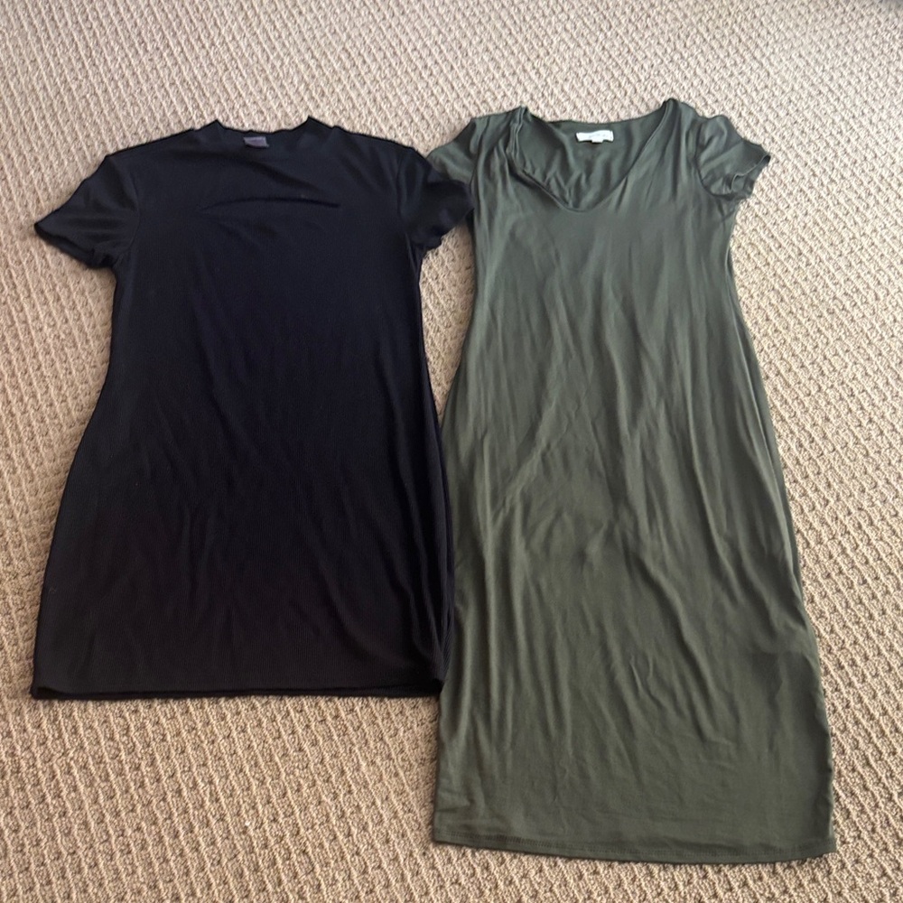 See You Monday Black and Olive Midi Dresses